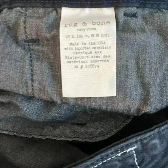 Rag & Bone | Fit 1 Skinny Slim Pant with Rough Hem - Navy / Sz 29R - Picture 13 of 15